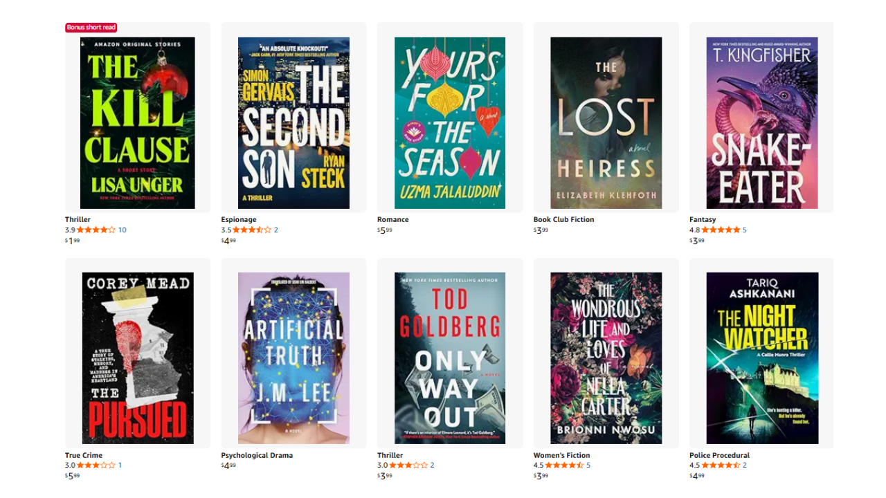 2 FREE Amazon First Reads Kindle eBooks for Prime Members available this month. Perfect for women who love impulsive buying and discovering new Amazon daily deals. Use Amazon coupon code today and Amazon discount codes from Gorilla Daily Deals to enjoy savings and freebies. Claim free Kindle books in mystery, romance, and drama genres. Amazon coupon today lets readers enjoy premium eBooks without spending. Find the best limited-time book deals, exclusive offers, and free reads for Amazon Prime Members.